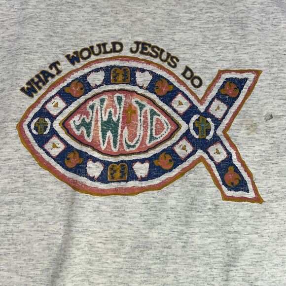 ✝️ Vintage WWJD What Would Jesus Do “Fish” T-Shirt 90’s Single Stitch Men Sz XL - Picture 5 of 16